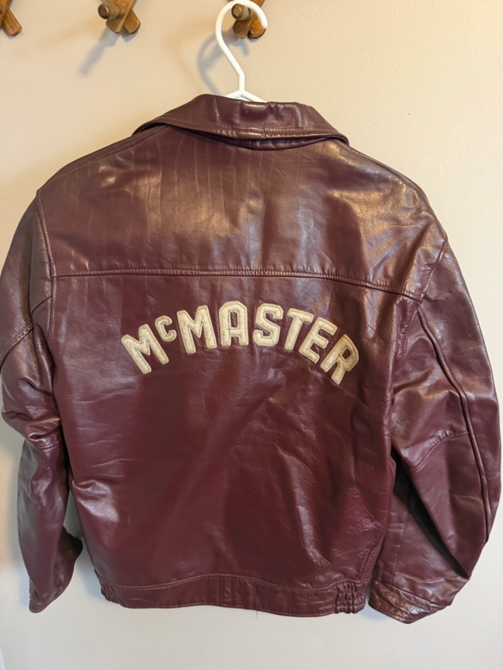 Vintage Lynn-Gold McMaster University Leather Varsity Jacket Burgundy 42
